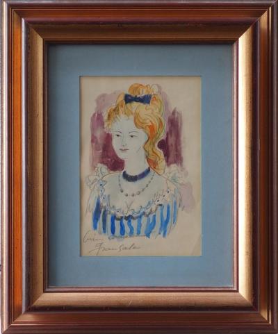 Emilio GRAU SALA - Young blonde woman, original signed watercolour 2