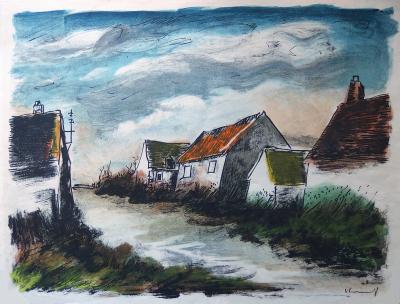 Maurice de VLAMINCK - Montigny sur Avre, Lithographie originale signée 2