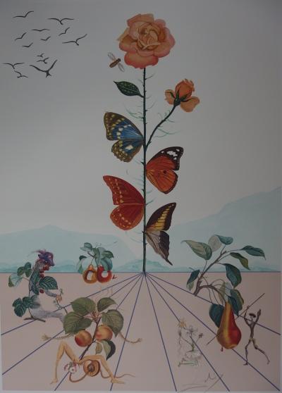 Salvador DALI - Flordali II, La rose papillon, 1981, Lithographie originale signée 2