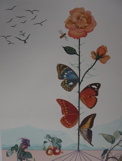 Salvador DALI - Flordali II, La rose papillon, 1981 - Lithographie originale signée 2