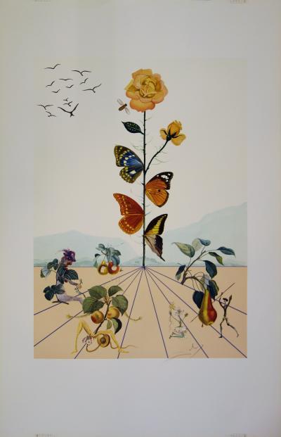 Salvador DALI - Flordali II, La rose papillon, 1981 - Lithographie originale signée