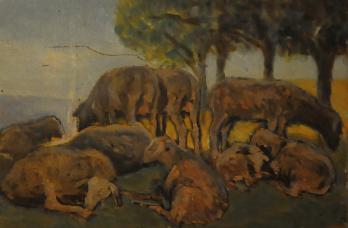 Giovanni MALESCI - Le troupeau de moutons, 1927 - Huile sur panneau 2