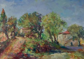 Antonio SBRANA - La maison de berger de Val di Chiana, Huile sur panneau 2