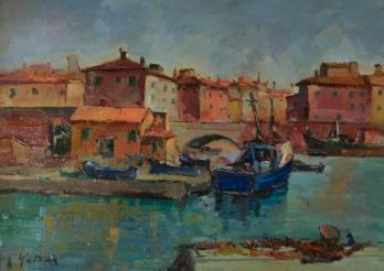 Antonio SBRANA - Canal à Livorno - Huile sur panneau 2