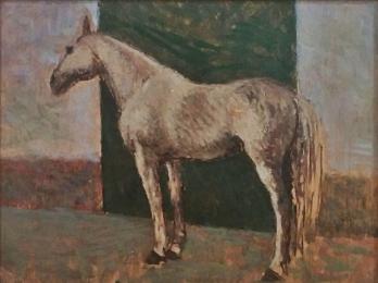 Giovanni MALESCI - Cheval blanc, 1945, Huile sur panneau 2