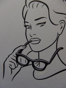 Walter MINUS - Femme à lunette, Dessin original signé 2