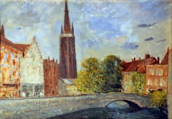 Giovanni MALESCI - Bruges, 1957, Huile sur tableau 2