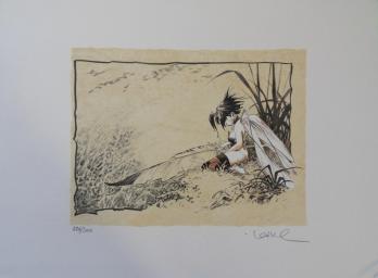 Régis LOISEL - La Fée Clochette avec une plume, lithographie signée 2