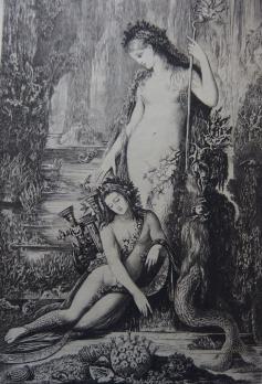Gustave MOREAU (1826-1898) - La Sirène et le Poète, Rare Gravure 1890 2