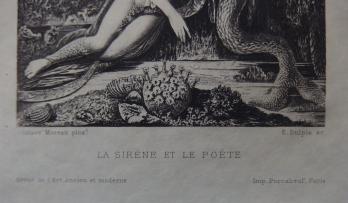 Gustave MOREAU (1826-1898) - La Sirène et le Poète, Rare Gravure 1890 2