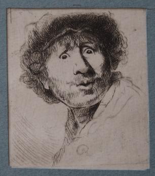 REMBRANDT (d’après) - Autoportrait aux yeux hagards, Gravure réalisée par Gilbert Poillerat, Signée 2