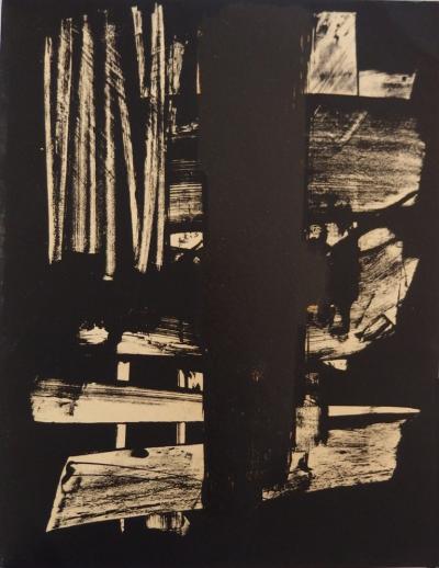 Pierre SOULAGES : Lithographie n°9, Lithographie originale (1959) 2
