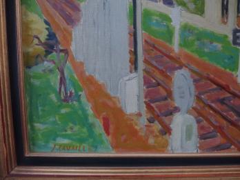 Jules CAVAILLES - Chemin de Fer : le Signal, Huile sur toile signée 2