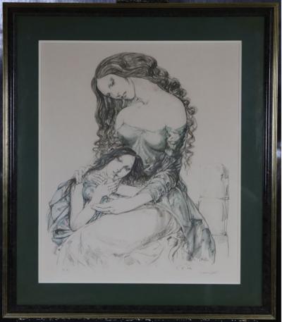 Tsuguharu FOUJITA - Mère et fille, 1964, Lithographie originale signée 2