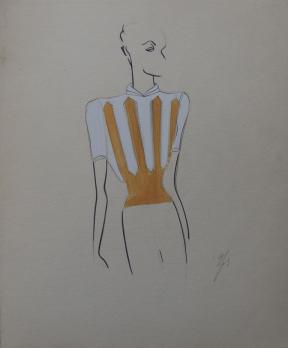 Germaine RENAUD - Le pull rayé, 1938, Aquarelle originale signée 2