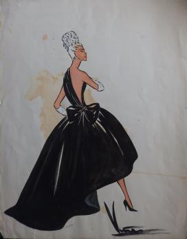 Jose Luis VINAS - Robe de soirée, c.1970, Aquarelle originale signée 2