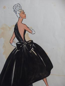 Jose Luis VINAS - Robe de soirée, c.1970, Aquarelle originale signée 2