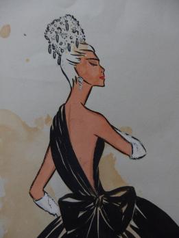 Jose Luis VINAS - Robe de soirée, c.1970, Aquarelle originale signée 2