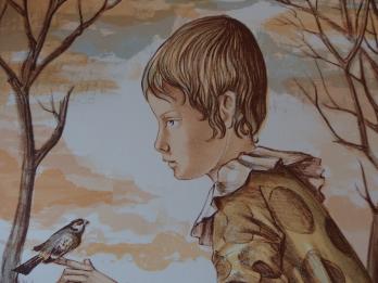 Michel VIOT - Petit arlequin à l’oiseau, Lithographie originale 2
