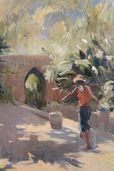 Louis DUMOULIN (1860-1924) - Porteur d’eau en Indochine, Huile sur toile signée 2