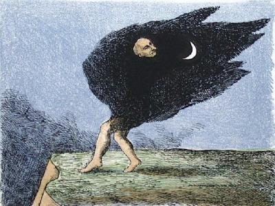 Roland TOPOR - L’homme à la cape, 1973, Lithographie originale signée et numérotée 2