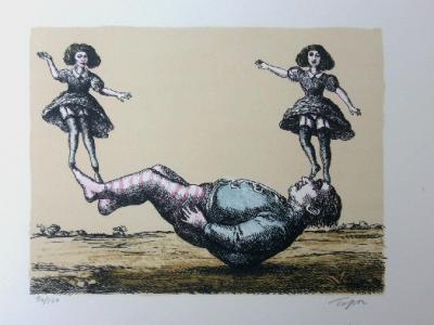 Roland TOPOR - La Bascule, Lithographie originale signée et numérotée 2