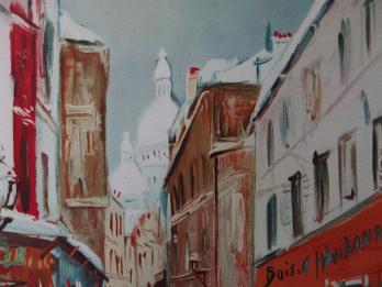 Maurice UTRILLO - Rue à Montmartre, lithographie signée 2