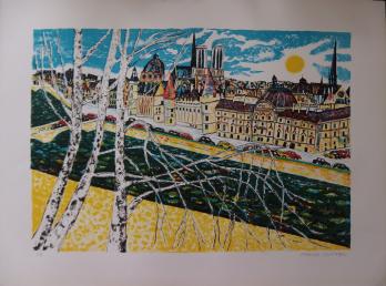 François SZULMAN - Bord de la Seine à Paris, Lithographie signée 2