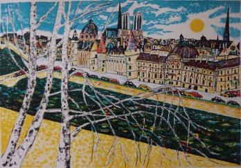François SZULMAN - Bord de la Seine à Paris, Lithographie signée 2