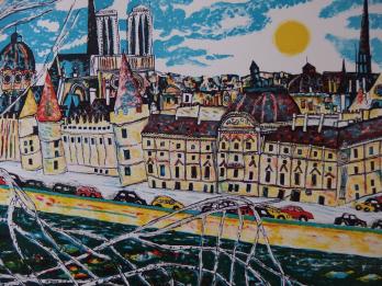 François SZULMAN - Bord de la Seine à Paris, Lithographie signée 2