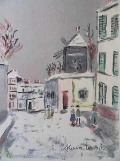Maurice UTRILLO - Montmartre : le cabaret du Lapin Agile, Lithographie originale signée 2