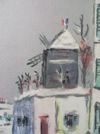 Maurice UTRILLO - Montmartre : le cabaret du Lapin Agile, Lithographie originale signée 2