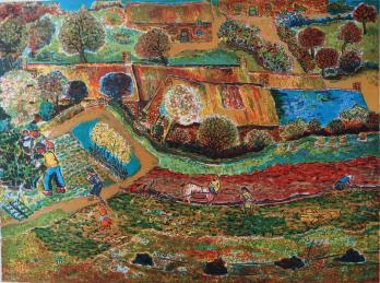 Lucien POUEDRAS - Les travaux du vendredi saint, Lithographie originale signée 2