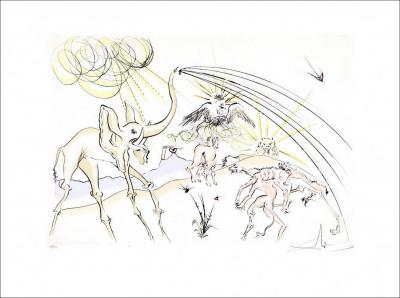 Salvador DALI - The Animals Ill from the Plague, original etching, 56x76cm  - 1974 - Vélin - Post War & Modern Art - Plazzart