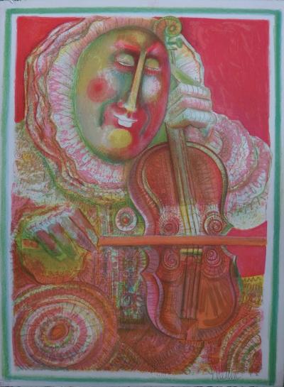 Blasco MENTOR - Clown violoncelliste, Lithographie originale 2