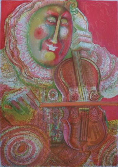 Blasco MENTOR - Clown violoncelliste, Lithographie originale 2