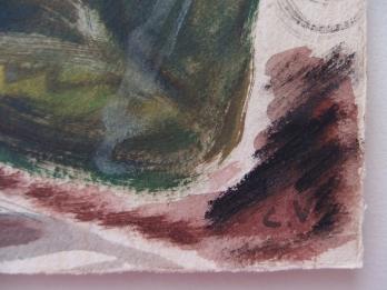 Claire VERGEZ - La leçon de piano, 1939, gouache originale signée 2