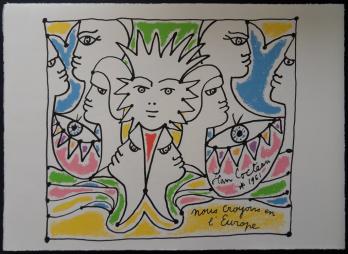 Jean COCTEAU - La concertation en Europe, 1961, Lithographie 2