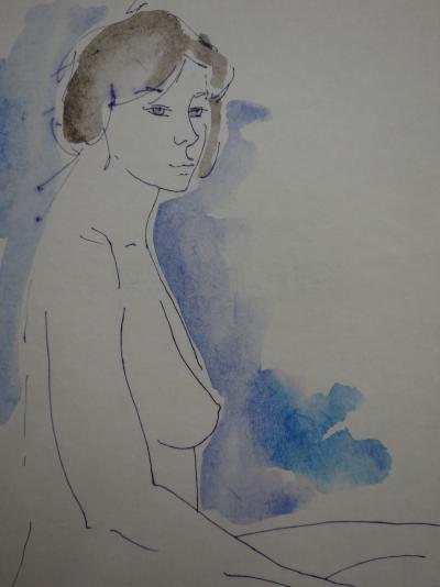 Alain BONNEFOIT - Nu de profil, Aquarelle originale Signée 2