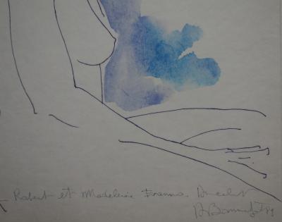 Alain BONNEFOIT - Nu de profil, Aquarelle originale Signée 2