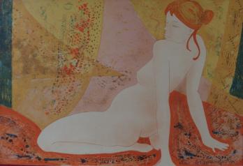 Alain BONNEFOIT - Attente pensive, Lithographie originale signée 2