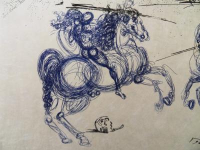 Salvador DALI - Les cavaliers bleus, 1973, gravure signée 2