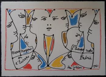 Jean COCTEAU - L’Europe multicolor, 1961, Lithographie 2