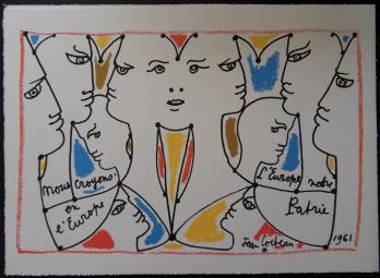 Jean COCTEAU - L’Europe multicolore, 1961, Lithographie 2