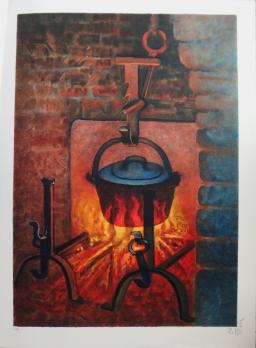 Louis TOFFOLI - L’âtre, Lithographie originale signée 2