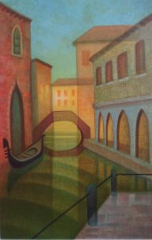 Louis TOFFOLI - Canal à Venise, Lithographie originale signée 2