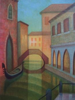 Louis TOFFOLI - Canal à Venise, Lithographie originale signée 2