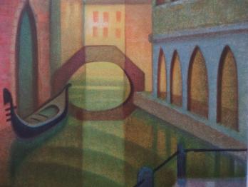 Louis TOFFOLI - Canal à Venise, Lithographie originale signée 2