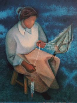 Louis TOFFOLI - La fileuse, Lithographie originale signée 2