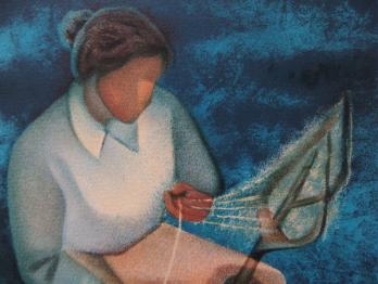 Louis TOFFOLI - La fileuse, Lithographie originale signée 2